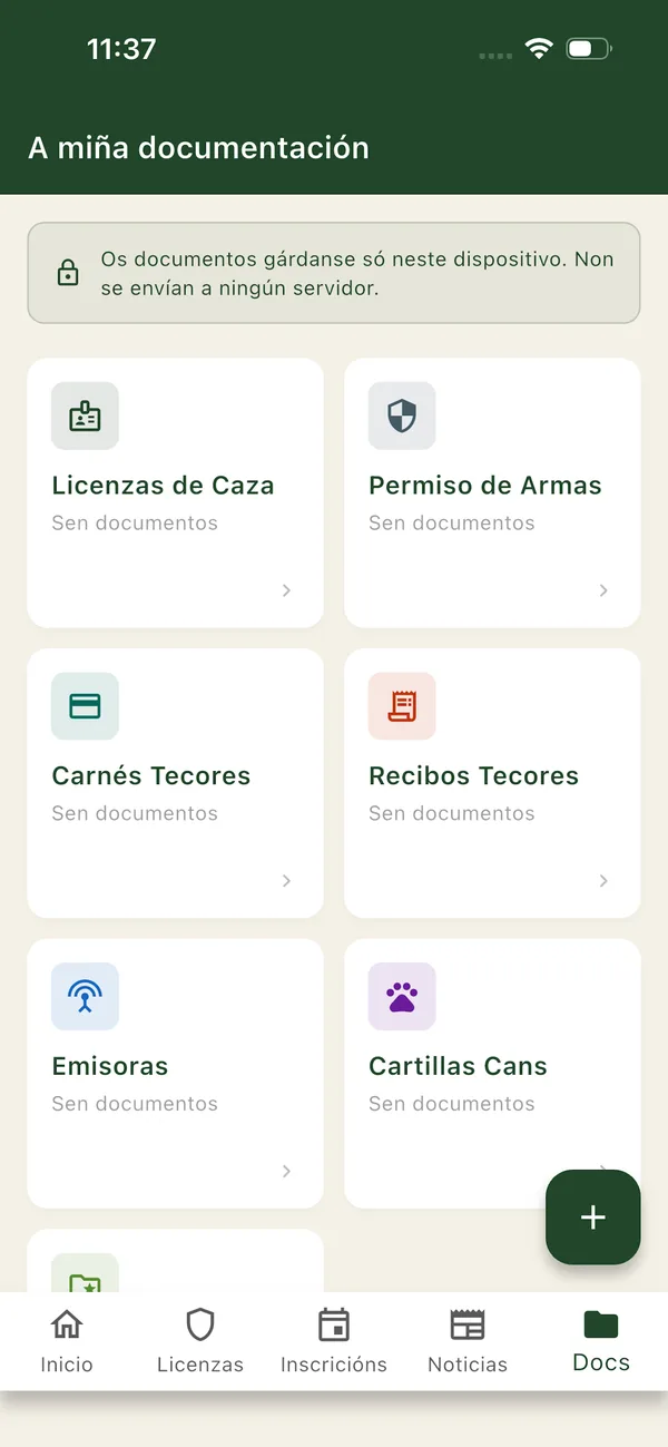 A miña documentación: licenzas, permiso de armas, tecores, emisoras e cartillas