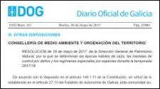 Publicada a resolución que determina as épocas hábiles de caza para a tempada 2017/2018
